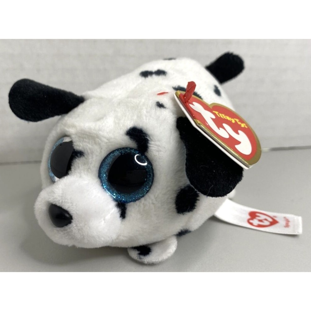 Ty Teeny Tys Spangle Dalmatian Dog White Black Spotted Plush BB22